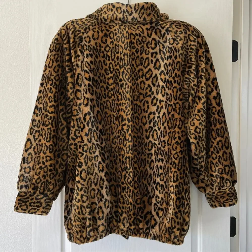 Dennis Basso Leopard Print Faux Fur Coat 1X Vintage Animal Print Mob Wife Style